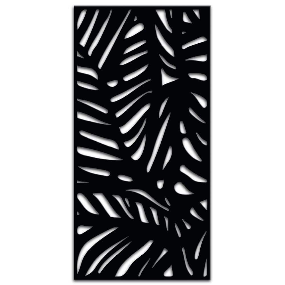 OUTDECO Oasis 3 ft. x 6 ft. Decorative Privacy Panel in Black Powder-Coated Steel with Screws (1)