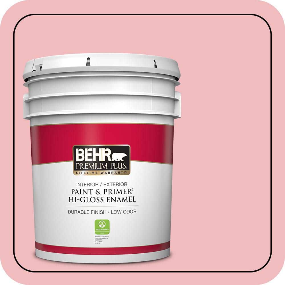 BEHR PREMIUM PLUS 5 gal. #P160-2 Blush Rush Hi-Gloss Enamel Interior/Exterior Paint & Primer