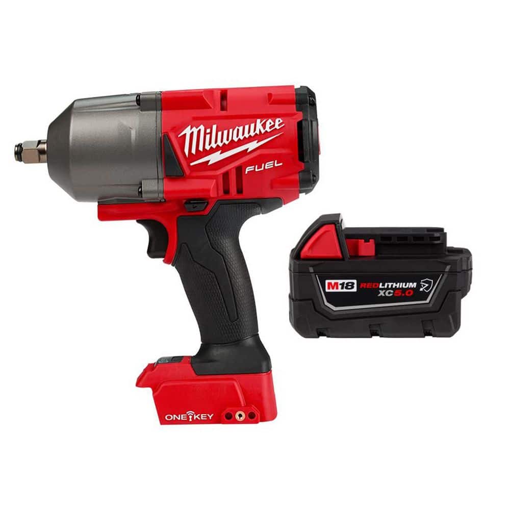 Milwaukee M18 FUEL ONE-KEY 18V Lithium-Ion Brushless Cordless 1/2 in. Impact Wrench with Friction Ring w/ 5.0 Ah Battery (1)