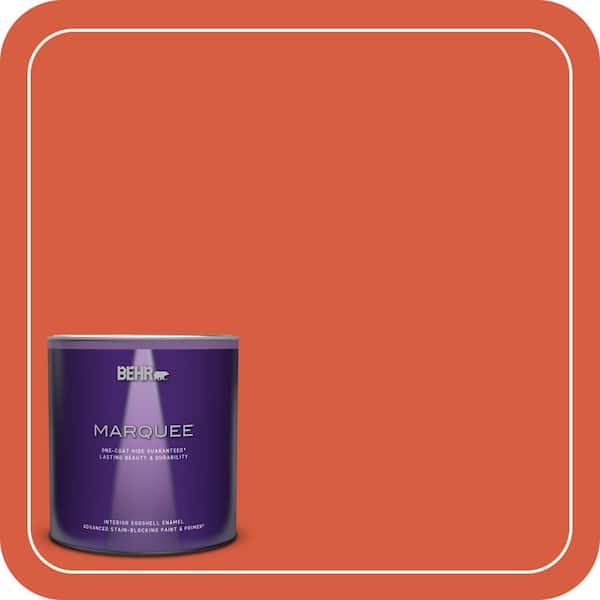 BEHR PREMIUM PLUS #200B-7 Fireglow Flat Interior/Exterior Paint & Primer Color Sample (4)