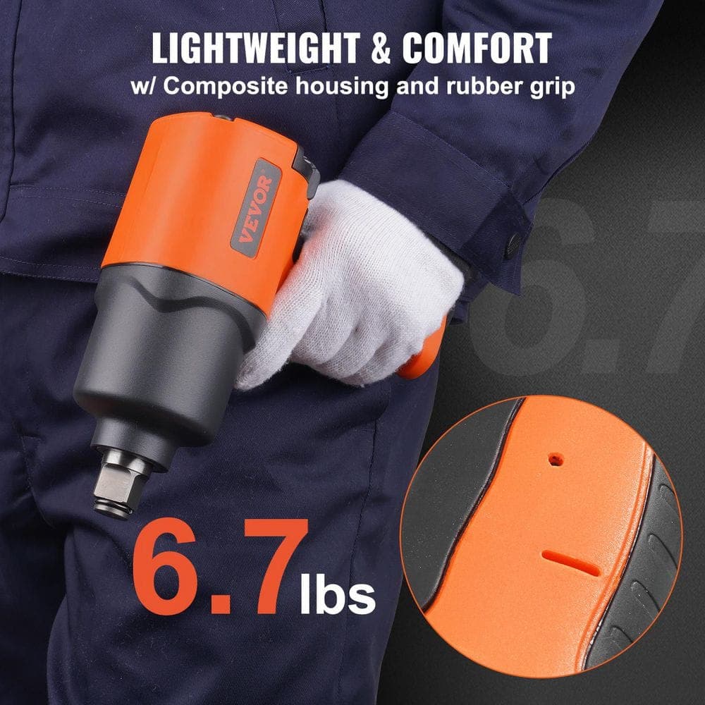 VEVOR Air Impact Wrench 3/4-In. Drive Air Impact Gun Up to 1870 ft.-lbs. Nut-busting Torque Composite Pneumatic Impact Wrench (3)