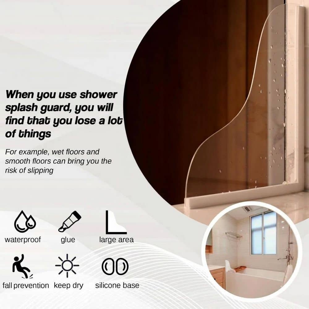 Anqtovp 2-Pack Shower Splash Guard Series 9.5 in. W x 11.2 in. L White Bathtub Splash Guard Bathroom Accessory (2)