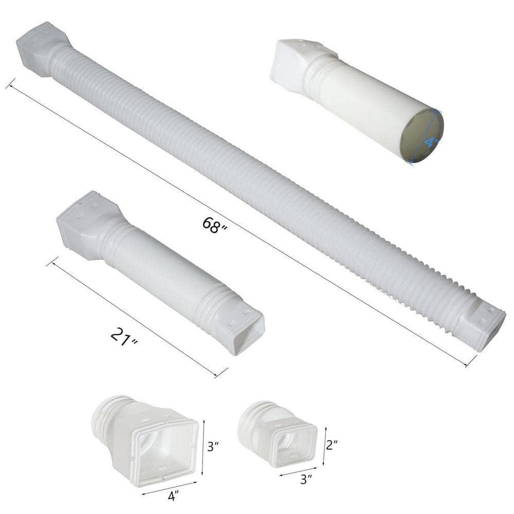 Angel Sar 21 in. White Polypropylene Flexible Drain Downspout Extension, Extended to 68 in. (2-Pack) (2)