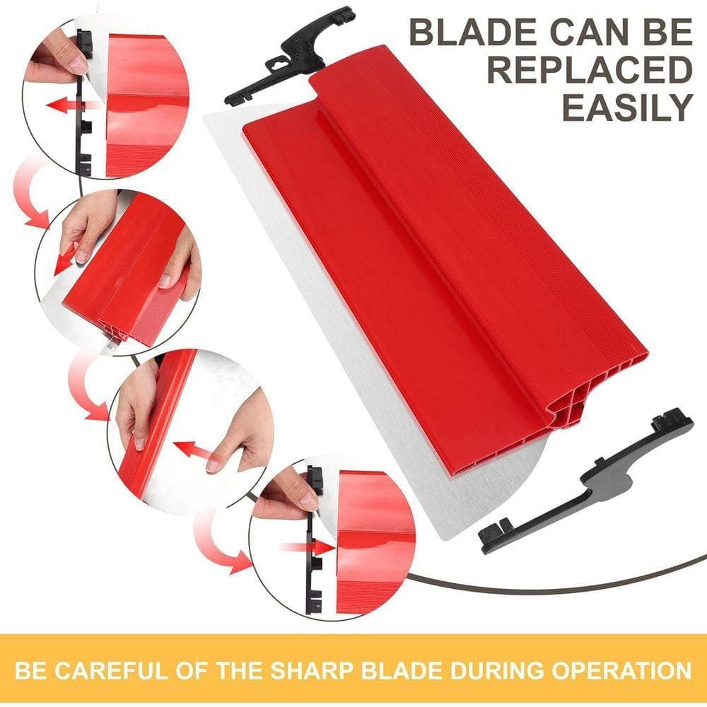 KIWDZFU 48 in. Plastic Drywall Skimming Blade Tool with Replaceable 0. 35mm Stainless Steel Blade and Ergonomic Design (3)