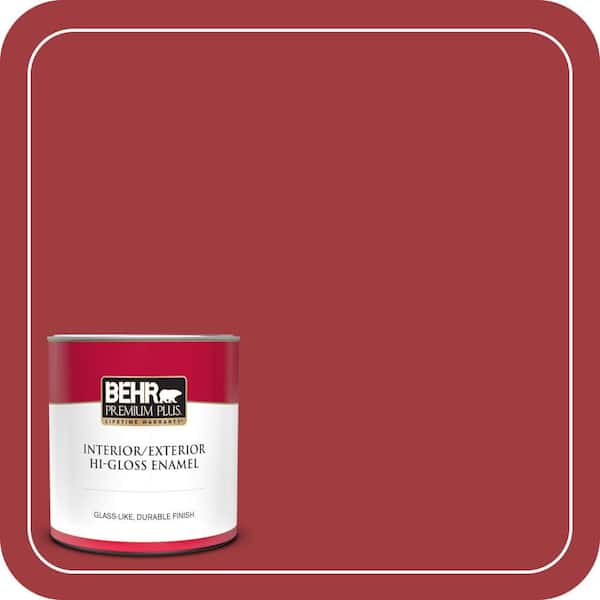 BEHR PREMIUM PLUS 1 qt. #S-G-150 Ruby Ring Hi-Gloss Enamel Interior/Exterior Paint & Primer (2)