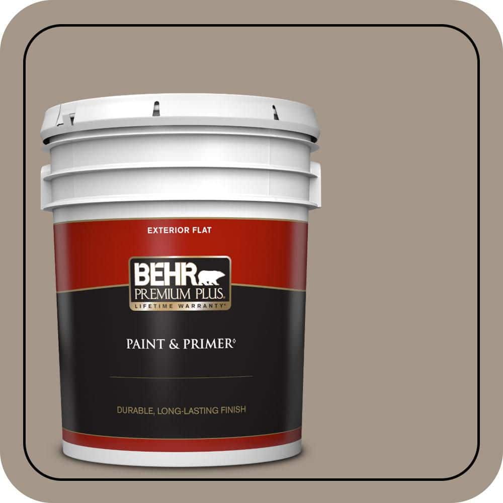 BEHR PREMIUM PLUS 5 gal. #PPU5-07 Studio Taupe Flat Exterior Paint & Primer