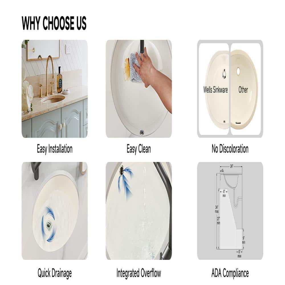 Wells Rhythm Series 19 in. Oval Undermount Single Bowl Bathroom Sink in Bisque (2)
