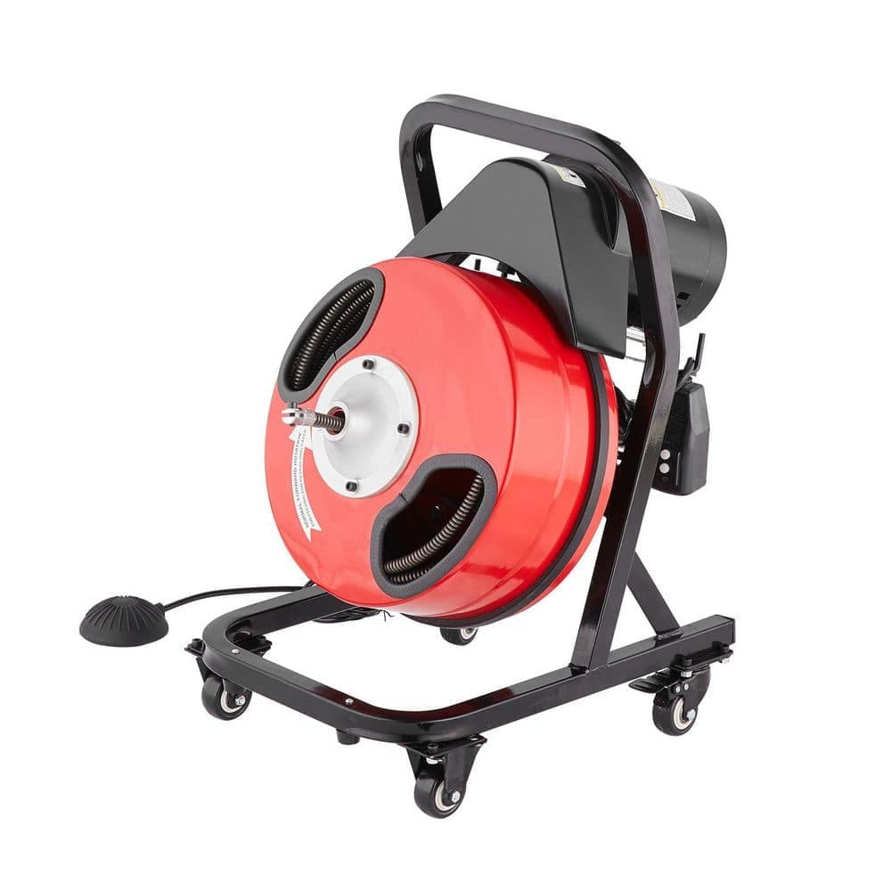 VEVOR Electric Drain Auger 50 ft. x 1/2 in. Drain Cleaner Machine Auto Feed with 4-Cutters for 2 in. to 4 in. Pipes