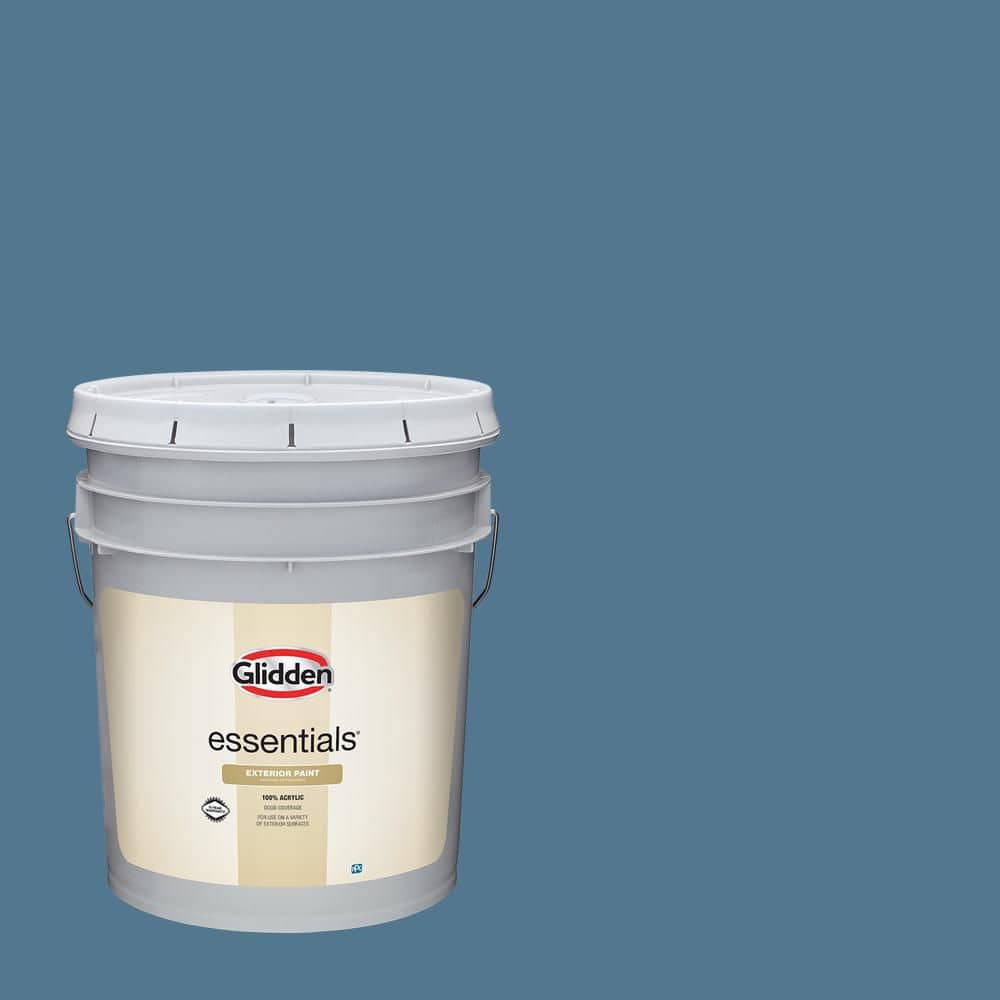 Glidden Essentials 5 gal. PPG1156-5 Smoke Blue Flat Exterior Paint