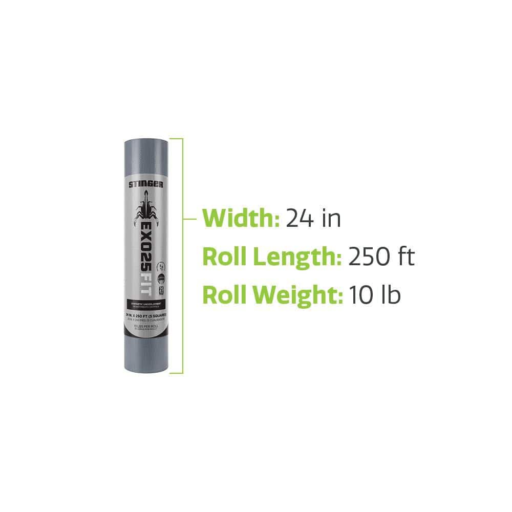 Stinger EXO25 Fit 500 sq. ft. 24 in. Wide Synthetic Roofing Underlayment Roll (2)