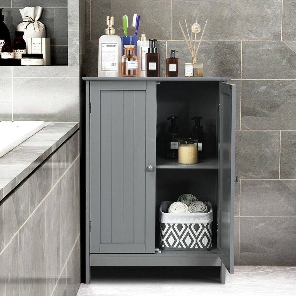 Bunpeony Bedside 2-Door Nightstand Cabinet, Hidden 2-Tier Storage + Adjustable Shelf, Waterproof P2 MDF, Magnetic Catches (3)