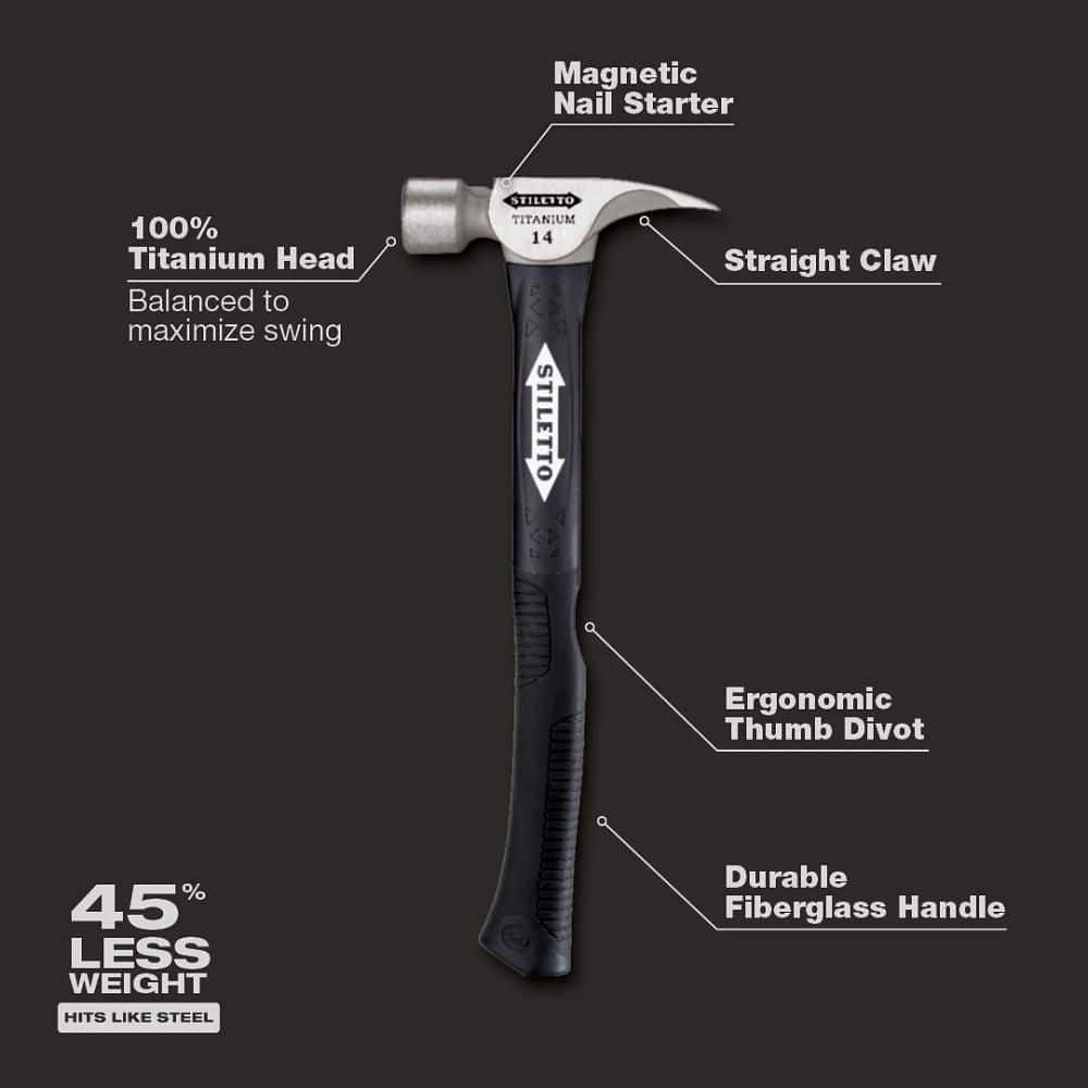 Stiletto 14 oz. Titanium Milled Face Hammer with 16 in. Curved Poly/FG Handle (2)