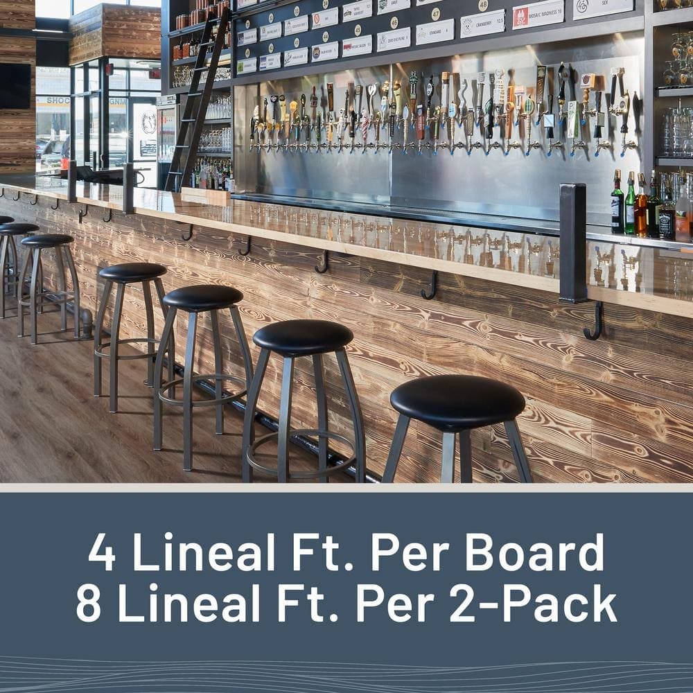 Edge 1 in. 4 in. 8 ft. Charred Wood Natural Pine Trim Board (2-Pack) (4)