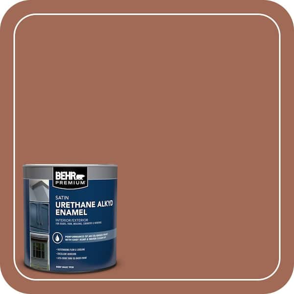 BEHR PREMIUM 1 qt. #S180-6 Perfect Penny Satin Enamel Urethane Alkyd Interior/Exterior Paint (2)