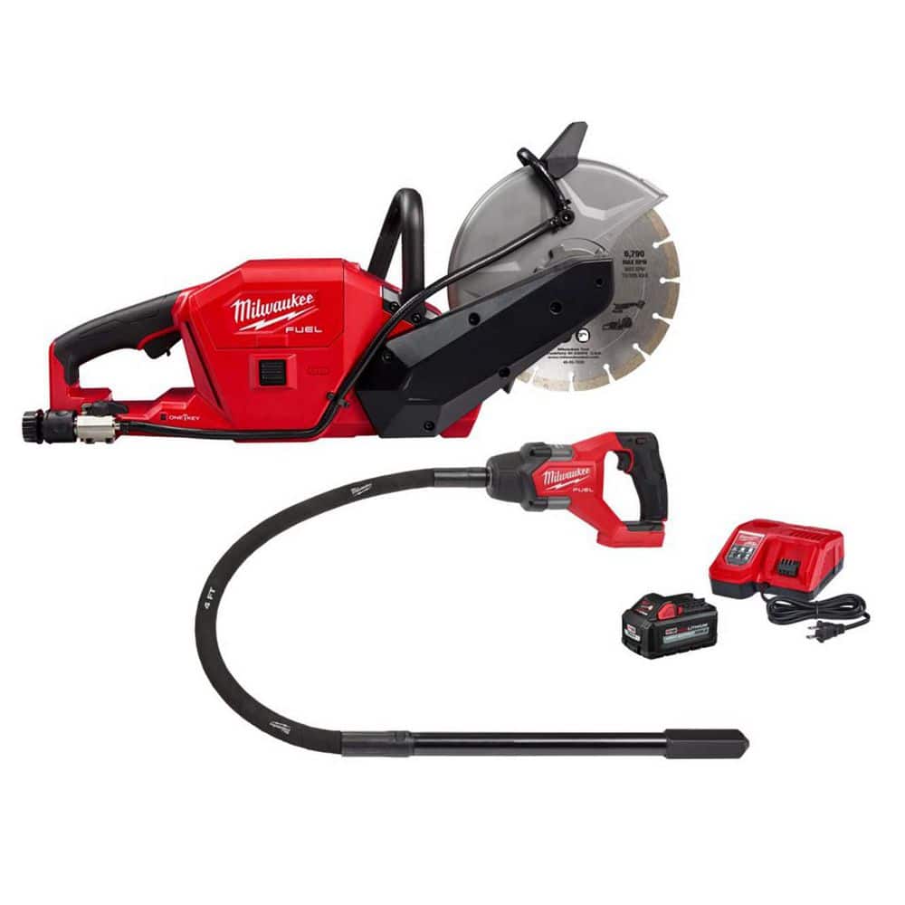 Milwaukee M18 FUEL ONE-KEY 18V Lithium-Ion Brushless Cordless 9 in. Cut Off Saw w/ 4 ft. Concrete Pencil Vibrator Kit (1)