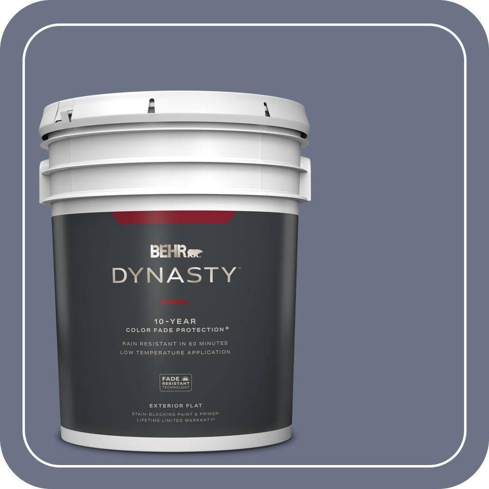 BEHR DYNASTY 5 gal. #PPU16-17 Blue Aura Flat Exterior Stain-Blocking Paint & Primer