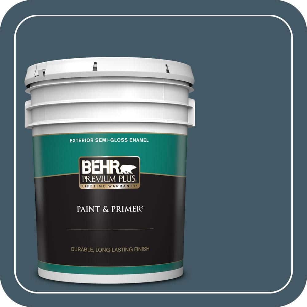 BEHR PREMIUM PLUS 5 gal. #S480-7 Midnight in the Tropics Semi-Gloss Enamel Exterior Paint & Primer