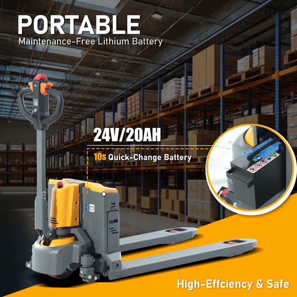 TORY CARRIER 3300 lbs. 3 in. Lowered Full Electric Pallet Jack Walkie Pallet Truck with 24V/20AH Lithium Battery (2)