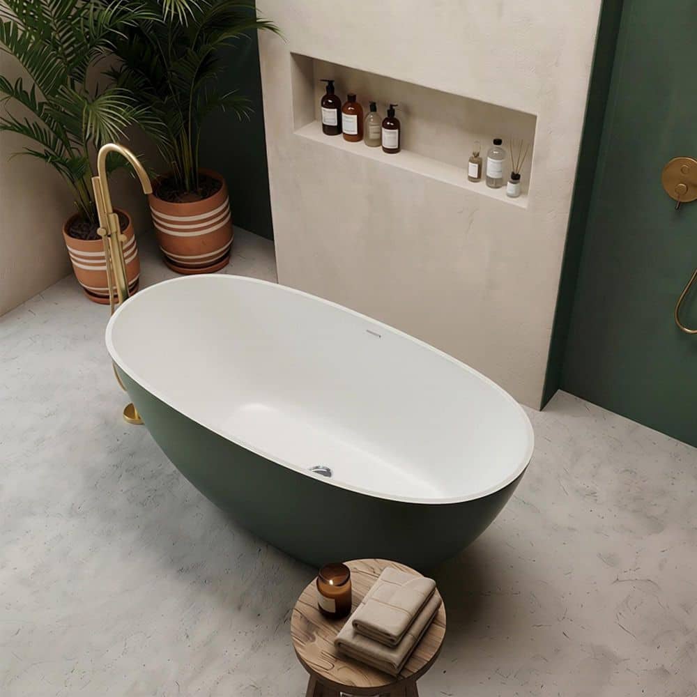 SJ STAR&JANE Ula 65 in. x 29 in. Stone Resin Freestanding Soaking Bathtub in Green (3)