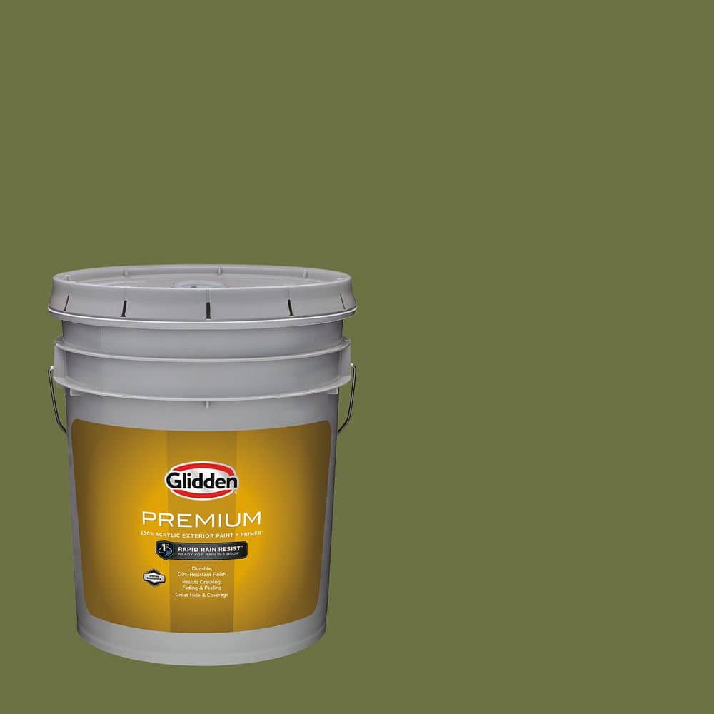 Glidden Premium 5 gal. PPG1122-7 Oakmoss Satin Exterior Latex Paint