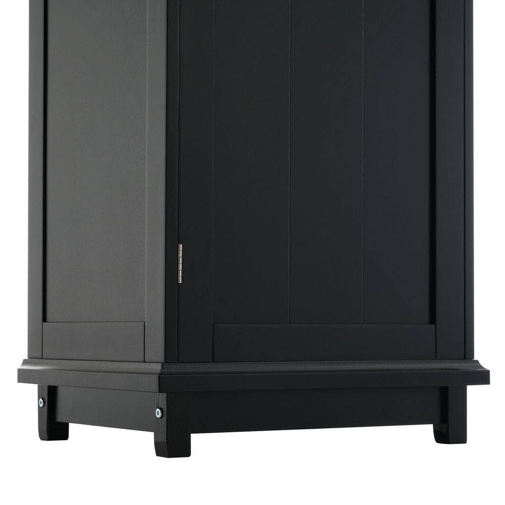 Tatahance 17.7 in. W x 14.2 in. D x 63 in. H Black Wood Linen Cabinet with Glass Doors, Drawers and Adjustable Shelves (3)