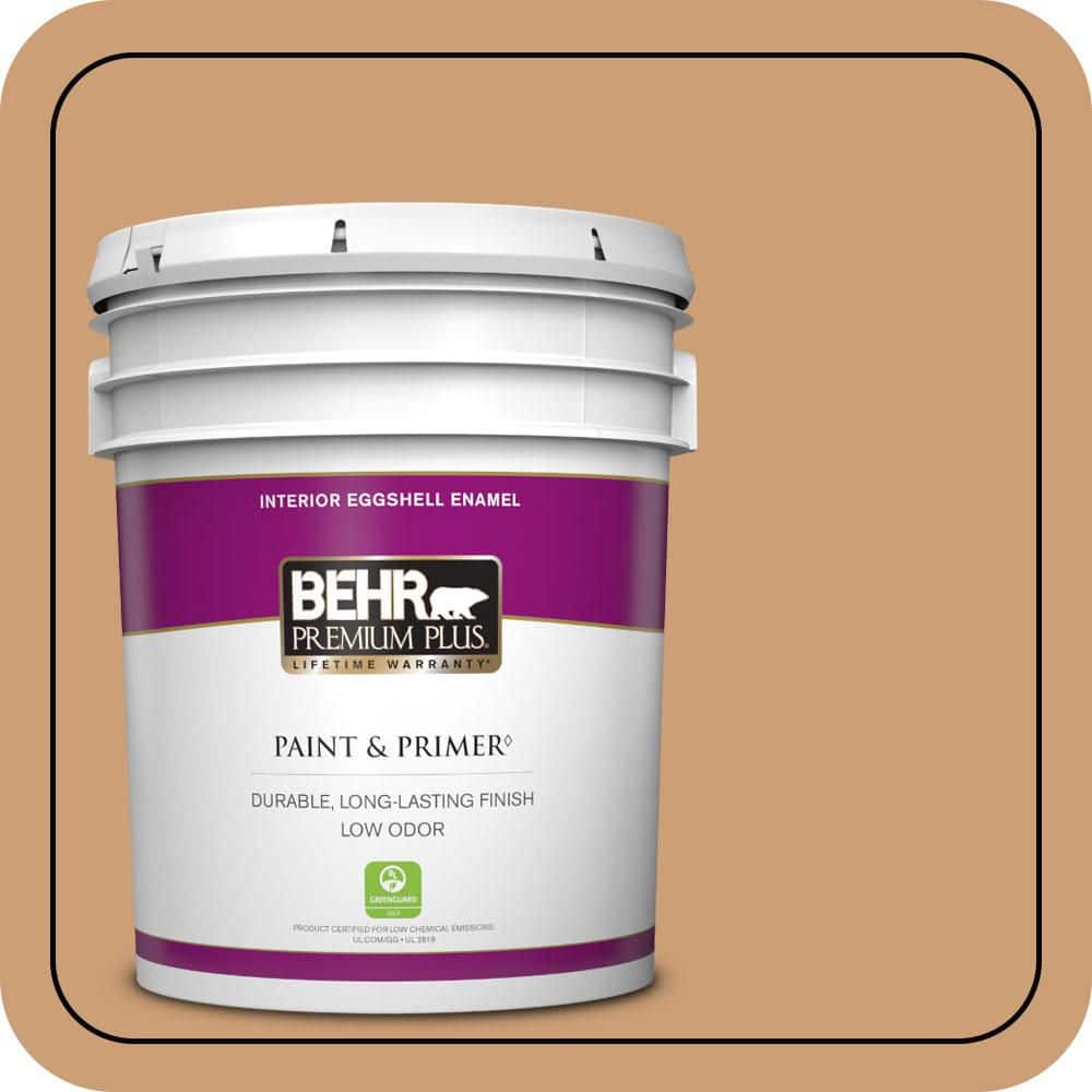 BEHR PREMIUM PLUS 5 gal. #S250-4 Fresh Croissant Eggshell Enamel Low Odor Interior Paint & Primer