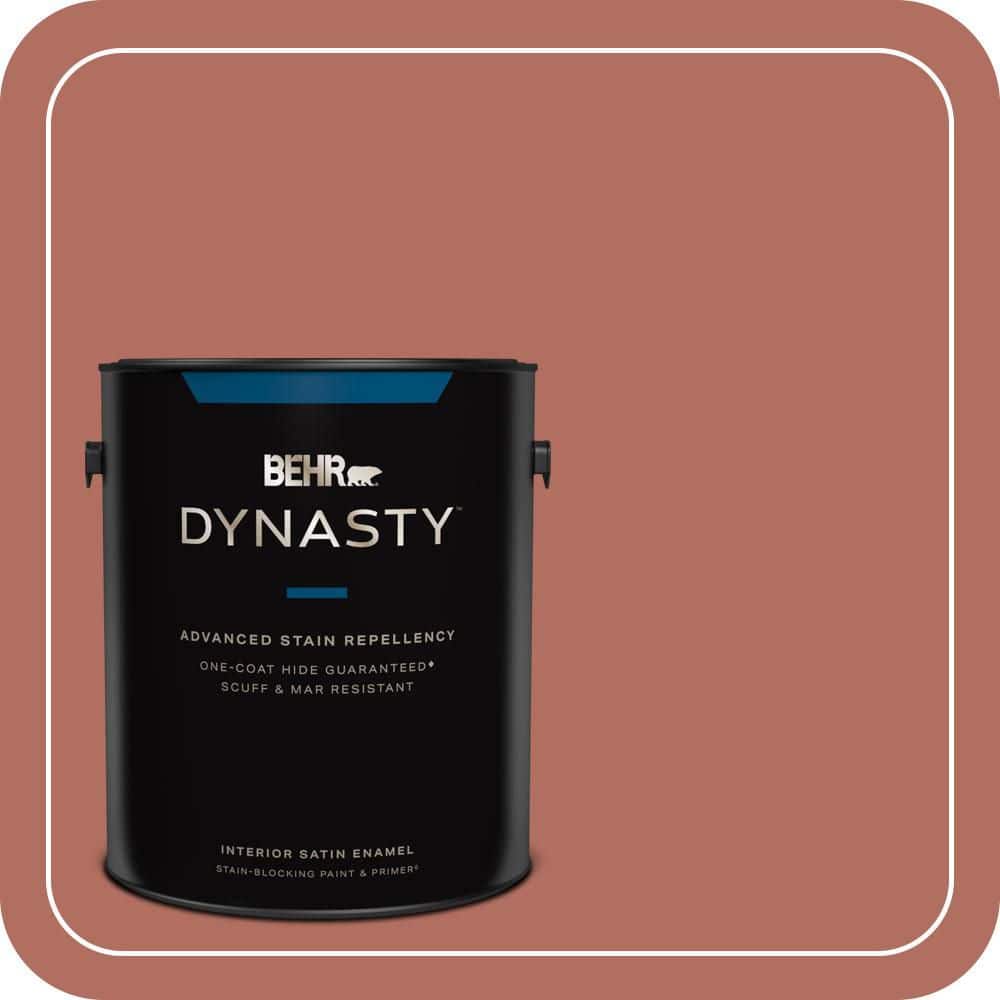 BEHR DYNASTY 1 gal. #PPU2-12 Terra Cotta Urn One-Coat Hide Satin Enamel Interior Stain-Blocking Paint and Primer