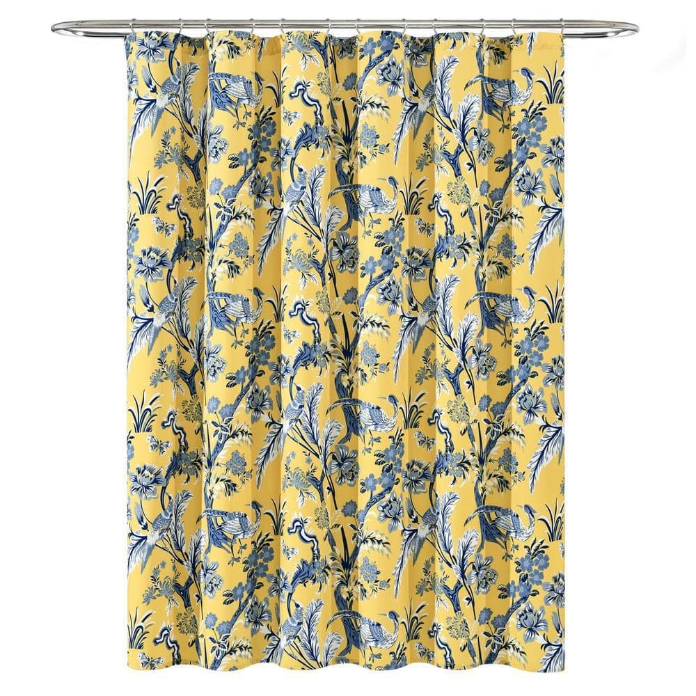 Lush Decor 72 in. x 72 in. Yellow Dolores Shower Curtain Single