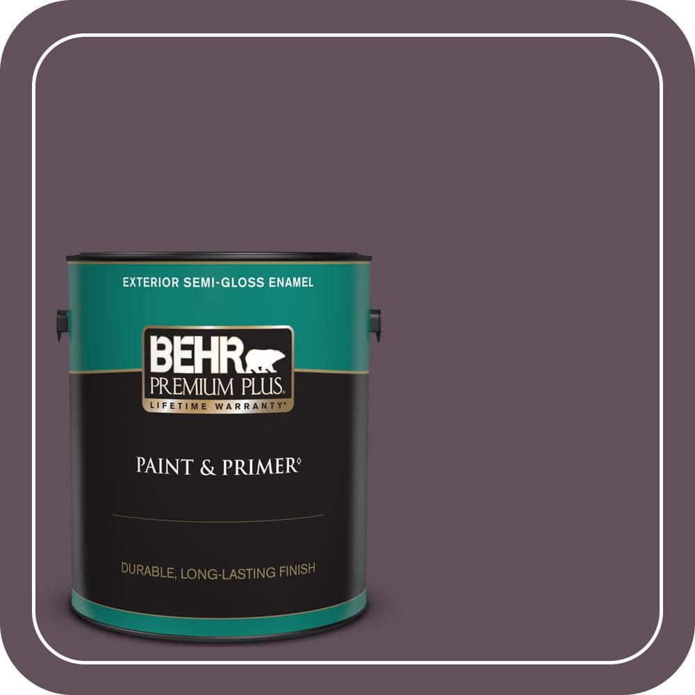 BEHR PREMIUM PLUS 1 gal. #S100-7 Medieval Wine Semi-Gloss Enamel Exterior Paint & Primer