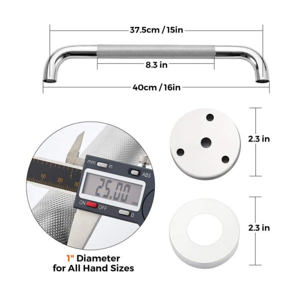 Angel Sar 2 Packs 16 in. Anti Slip Shower Handles, Stainless Steel Handicap Grab Bars for Elderly Disabled (2)