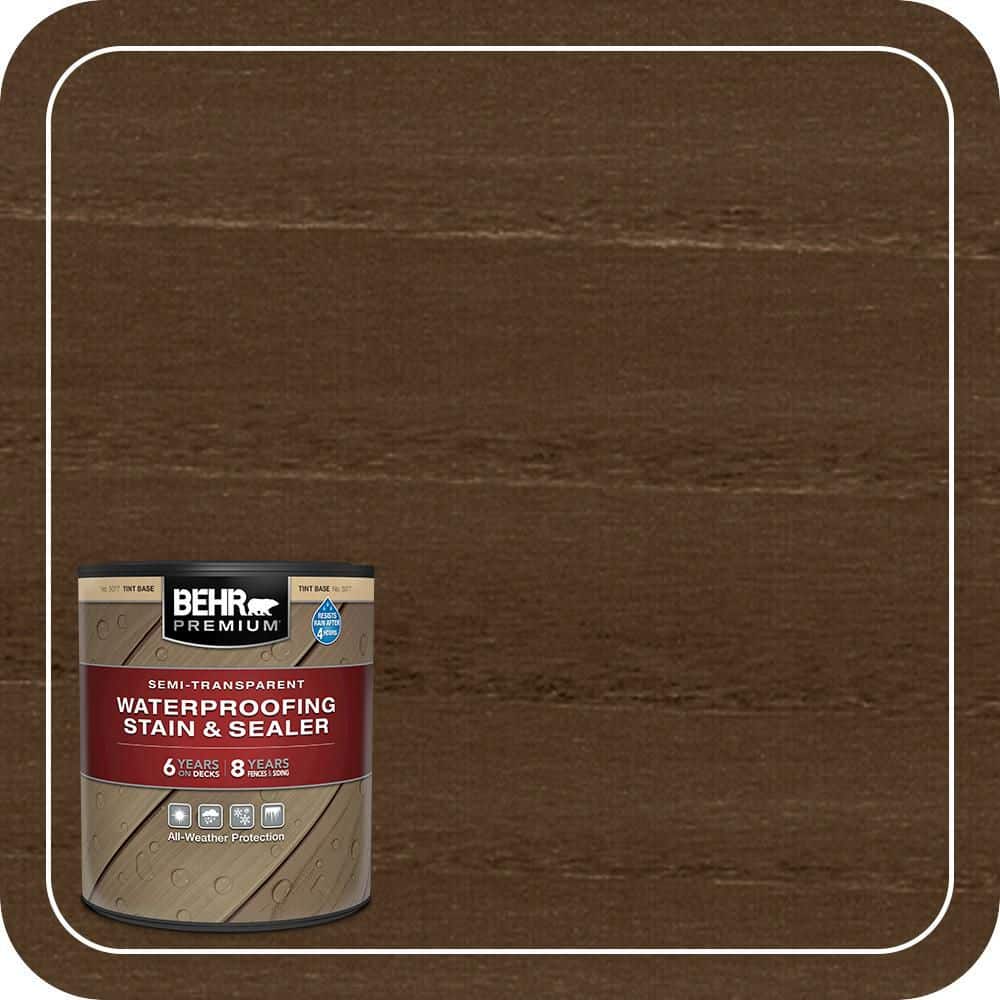 BEHR PREMIUM 1 qt. #ST-105 Padre Brown Semi-Transparent Waterproofing Exterior Wood Stain and Sealer