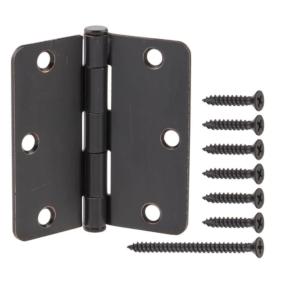 Everbilt 3-1/2 in. x 1/4 in. Radius Oil-Rubbed Bronze Squeak-Free Door Hinge