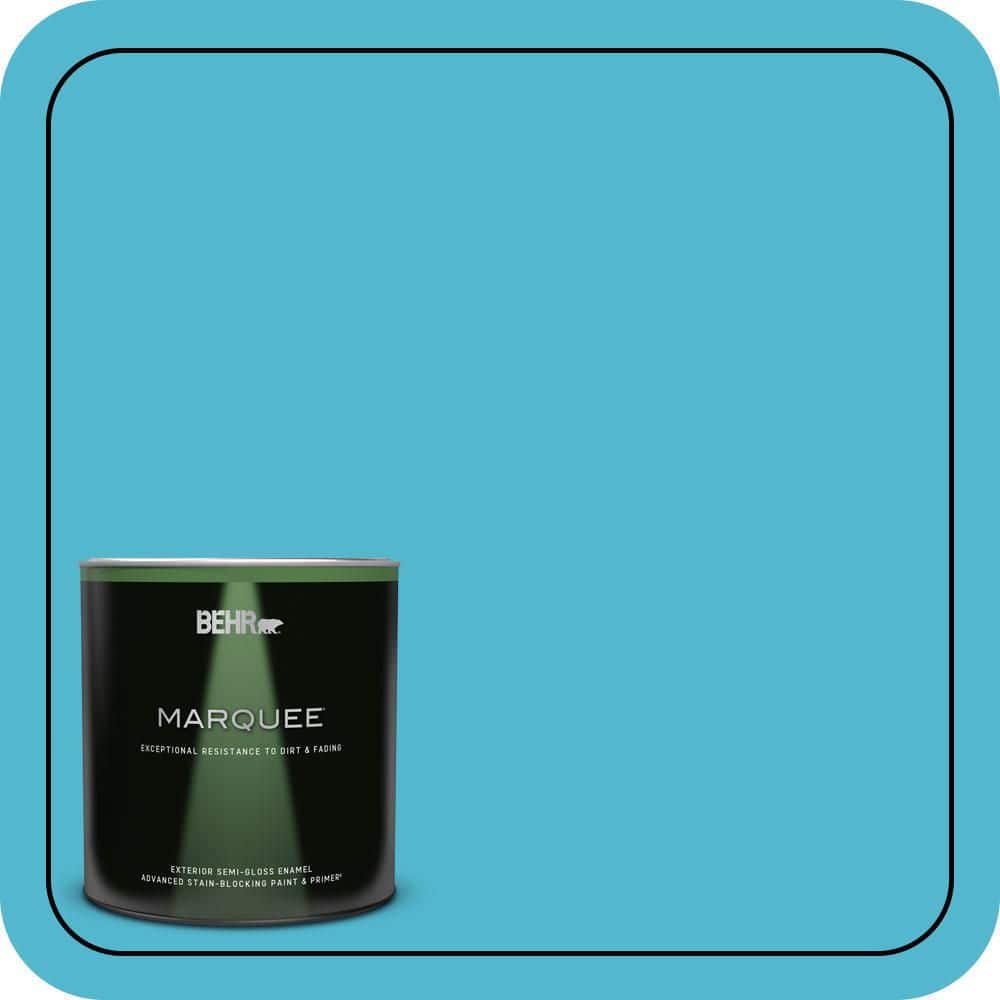 BEHR MARQUEE 1 qt. #520B-5 Liquid Blue Semi-Gloss Enamel Exterior Paint & Primer