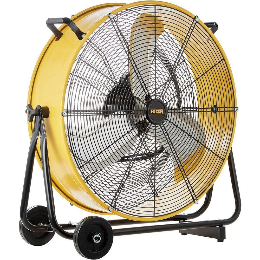 Stbine 24 in. 8800 CFM High Velocity Industrial Drum Fan in Yellow 3-Speed Heavy-Duty Fan for Warehouse and Basement