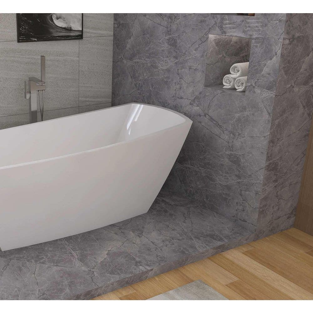 TIMELESS HOME 67 in. x 31 in. Soaking Bathtub with Left Drain in Glossy White with Brushed Nickel Trim (2)