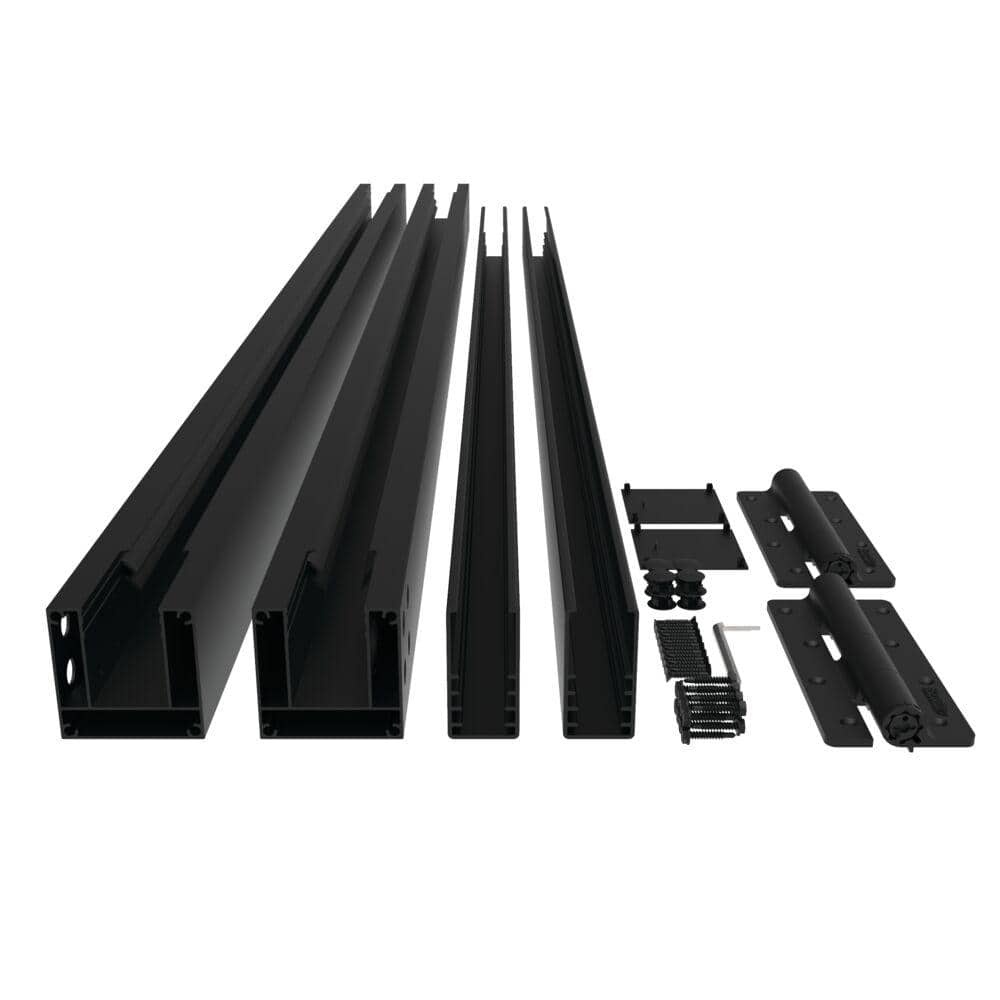 Barrette Outdoor Living Mixed Materials 6 ft. x 5 ft. Matte Black Aluminum Fence Gate Kit (2)