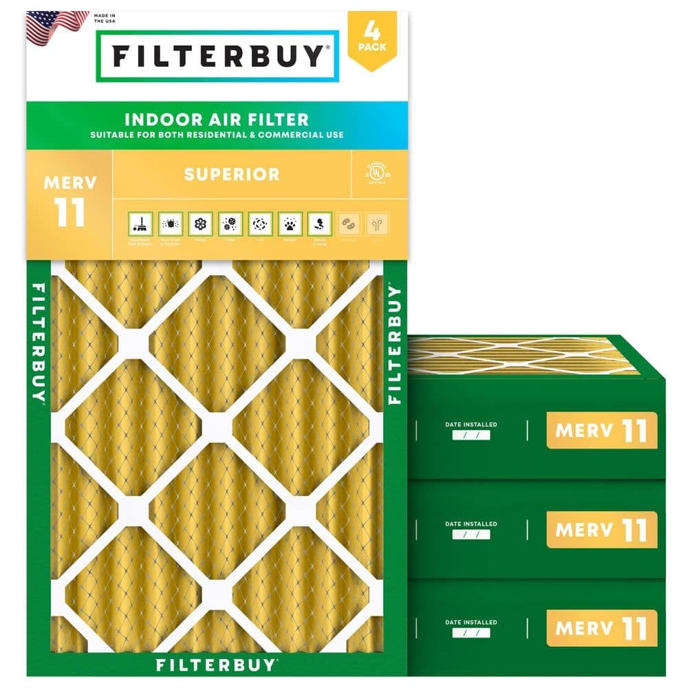 Filterbuy 24 in. x 36 in. x 4 in. MERV 11 (FPR 7) Allergen Defense Pleated HVAC AC Furnace Air Filters Replacement (4-Pack) (1)