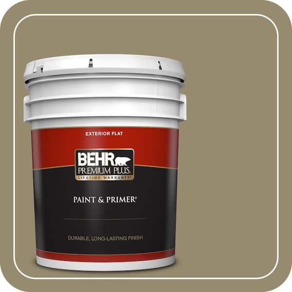 BEHR PREMIUM PLUS 5 gal. #PPU8-04 Urban Safari Flat Exterior Paint & Primer (2)