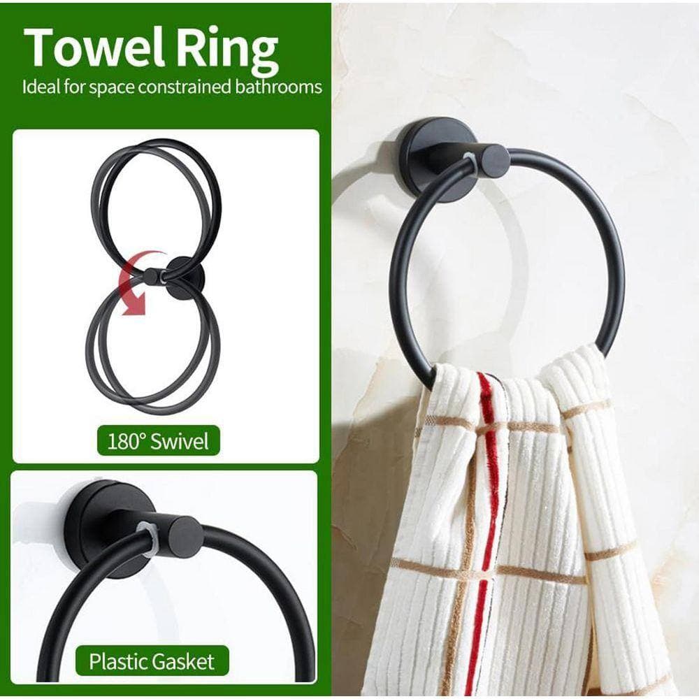 Unbranded 10-Piece Bathroom Hardware Set with Towel Bars Toilet Paper Holders Towel Rings Robe Hooks in Black Finish (3)