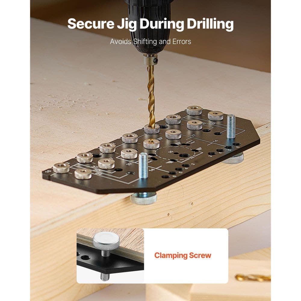 SKYSHALO Shelf Pin and Hinge Jig 2-in-1, Aluminum Alloy Cabinet Hole Drilling Template, 1/4 in. and 3/16 in. for Cabinet Doors (3)