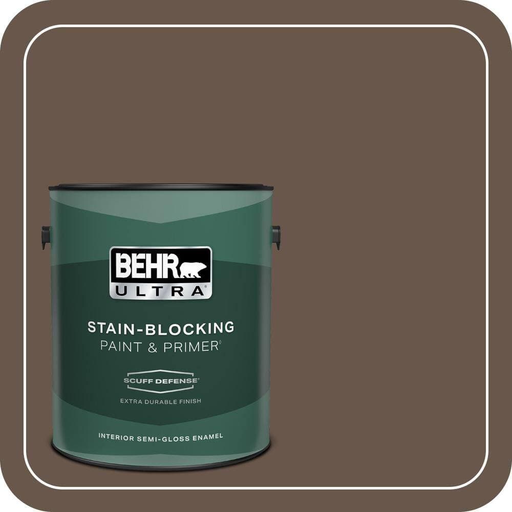 BEHR ULTRA 1 gal. #PPU5-18 Chocolate Swirl Extra Durable Semi-Gloss Enamel Interior Paint & Primer