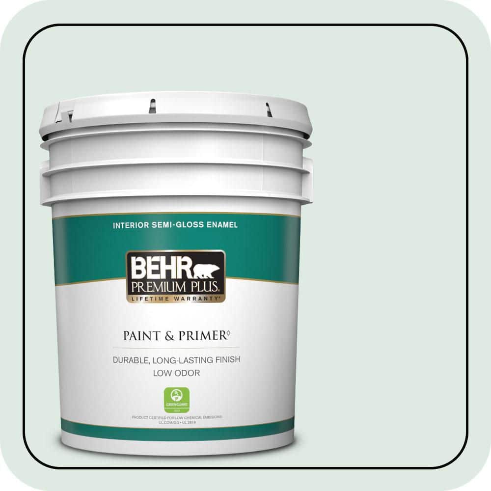 BEHR PREMIUM PLUS 5 gal. #480E-1 Country Mist Semi-Gloss Enamel Low Odor Interior Paint & Primer