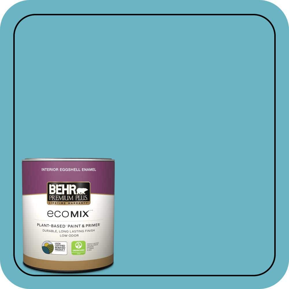 BEHR PREMIUM PLUS 1 qt. #530D-5 Riverside Blue Eggshell Enamel EcoMix Plant-Based Interior Paint & Primer