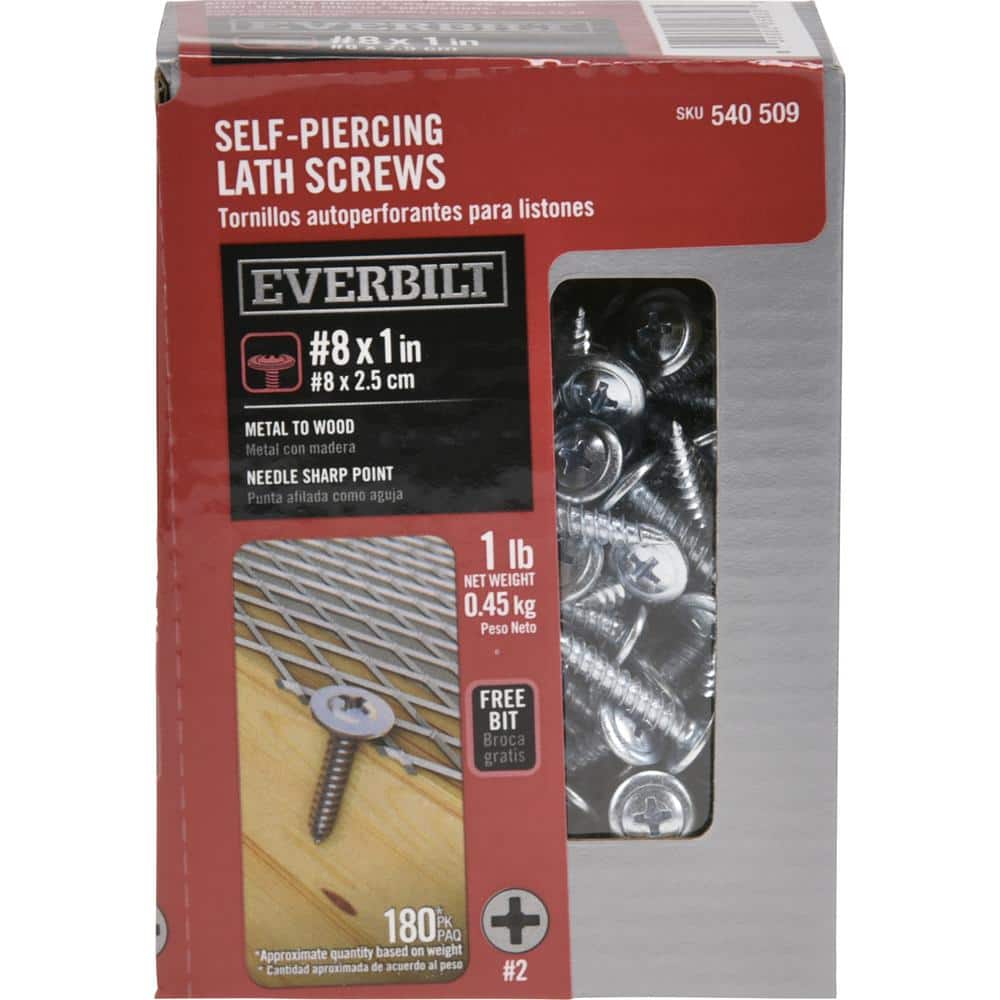Everbilt #8 x 1 in. Phillips Drive Truss Head Lath Sharp Point Screw 1 lb.-Box (180-Piece) (1)