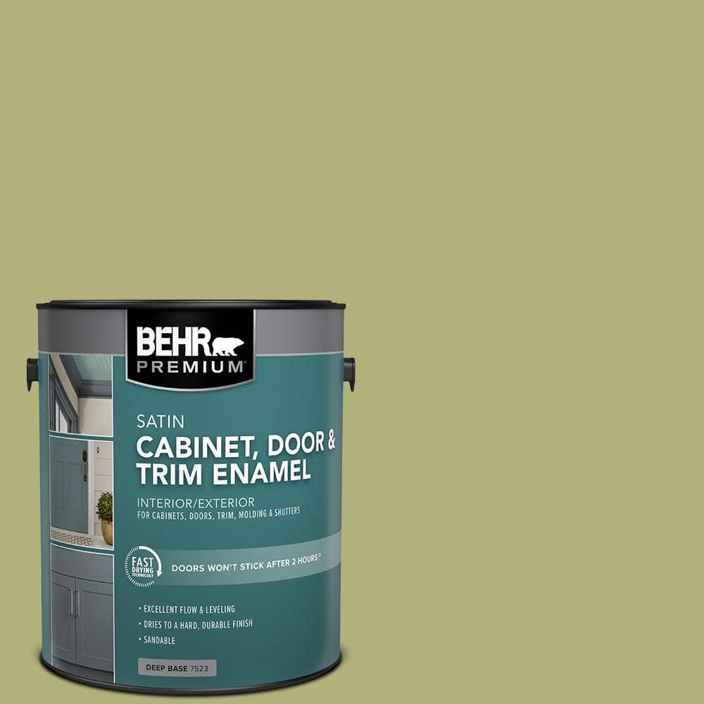 BEHR PREMIUM 1 gal. #M340-5 Fresh Artichoke Satin Enamel Interior/Exterior Cabinet, Door & Trim Paint (1)