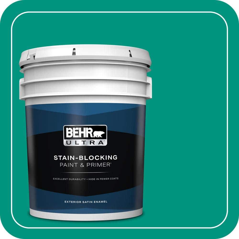 BEHR ULTRA 5 gal. #S-G-480 Aqua Waters Satin Enamel Exterior Paint & Primer