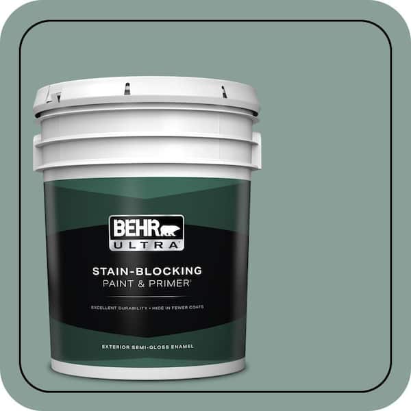 BEHR ULTRA 5 gal. #480F-4 Mermaid Net Semi-Gloss Enamel Exterior Paint & Primer (2)