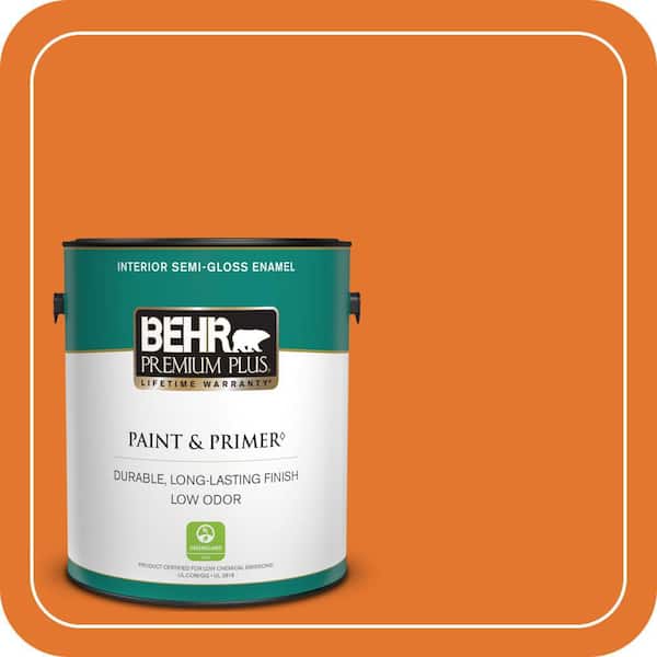 BEHR PREMIUM PLUS #250B-7 Crushed Orange Flat Interior/Exterior Paint & Primer Color Sample (2)