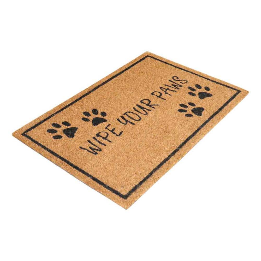 StyleWell Welcome Wipe Your Paws Black 18 in. x 30 in. Coir Non-Slip Outdoor Door Mat (4)