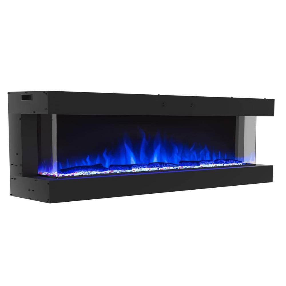 Prismaster ...keeps your home stylish 3-Sided 76 in. Recessed and Wall-Mount Electric Fireplace Insert, Decoration for Living Room with 3-Flame Colors, Remote (2)